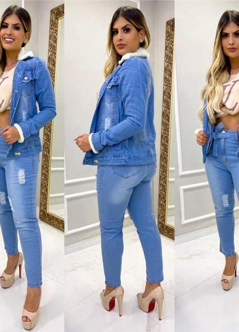 jaqueta parka jeans feminina