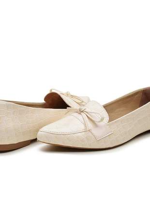 Sapatilha sapato feminina bergally branca com laço confort 2020