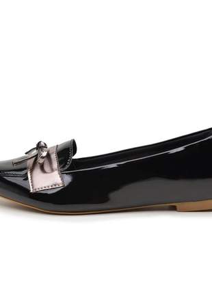 Sapatilha sapato feminina bergally preta com laço confort 2020