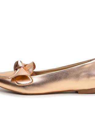 Sapatilha sapato feminina bergally bronze velho com laço promoção 2020