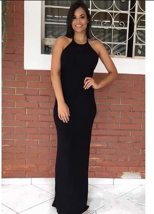 Vestido longo preto modelo sereia (de viscolycra com bojo)
