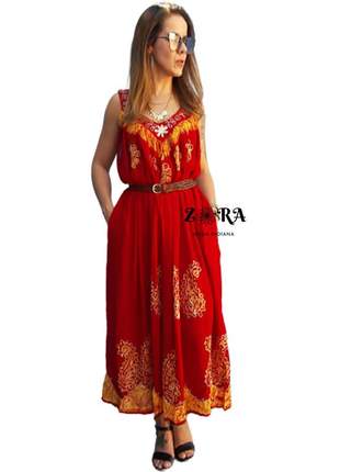 Vestido indiano longo bordado