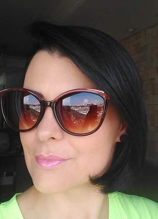 Óculos de sol feminino estilo gatinho cat eye verão 2020 com case e flanela