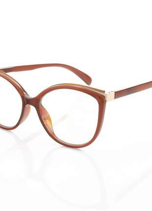 Armacao de óculos gatinho arredondado lucy 7526 - marrom