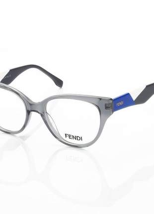 Armação de óculos oval fendi fd3260 cinza e azul