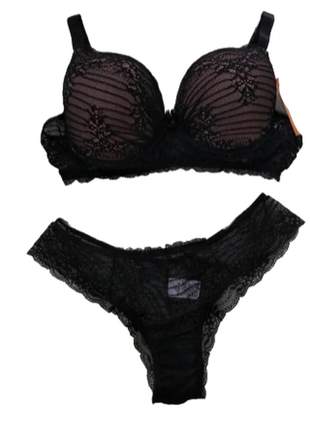 Conjunto sutiã calcinha plus size 48 ao 54 lingerie preto