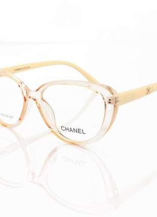 Armacao de óculos gatinho chanel x3253 creme transparente