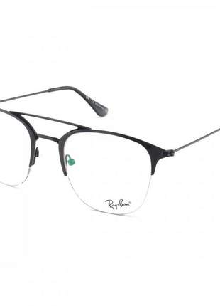 Armacao de óculos arredondada unissex meio aro ray-ban rb3547 preto
