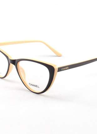 Armacao de óculos chanel gatinho x 9101 - marrom e creme