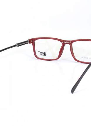 Armação de óculos quadrada masculina mont blanc ap9233 preto vermelho