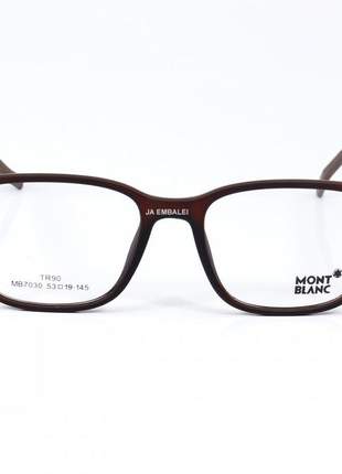 Armação de óculos quadrada masculina mont blanc mb7030 - marrom