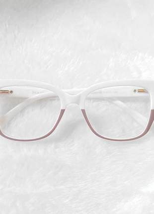Armação de óculos gatinho renata lq95168 branca e lilás