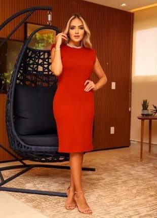 Vestido feminino midi vermelho vestido019
