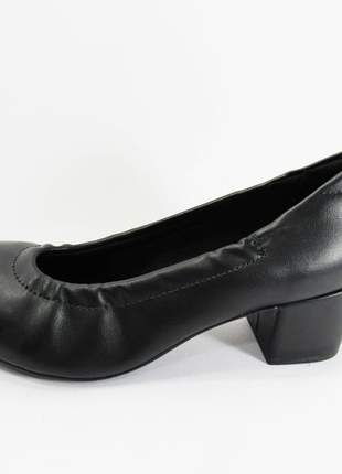 Sapato feminino preto salto quadrado social ultra conforto modare