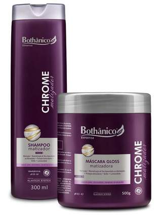 Kit chrome matizador bothanico hair shampoo e mascara 500g