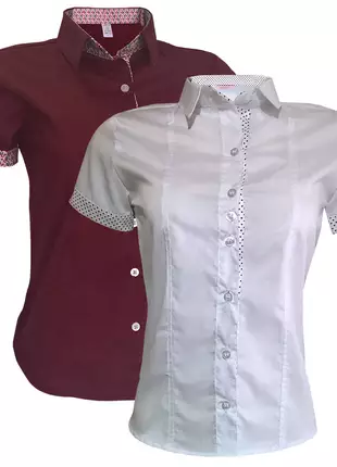 Camisa social feminina kit 2 un branco vermelho