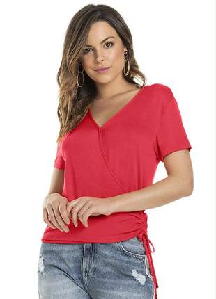 Blusa feminina com detalhe lateral rosa  6149945