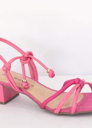 Sandália feminino salto grosso pink parabela