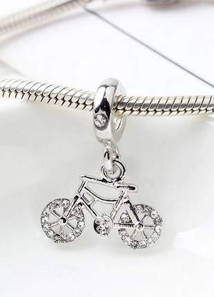Berloque bicicleta vintage com cristais cravejados pingente para pulseira da vida