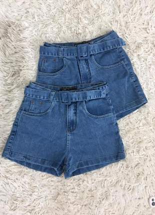 Shorts jeans feminino cinto cintura alta roupa moda modinha feminina tendencia claro