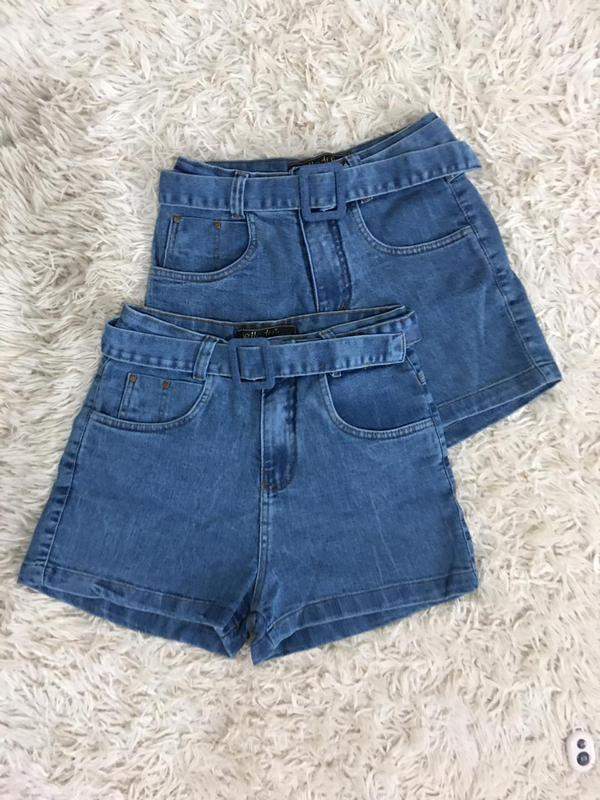 Shorts jeans feminino cinto cintura alta roupa moda modinha feminina  tendencia claro - R$ 87.90, cor Azul claro (clochard) #97655, compre agora