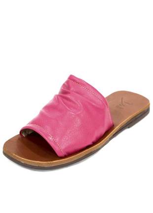 Sandalia rasteira feminina carol dali shoes couro conforto macia casual pink