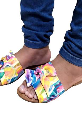 Rasteira feminina tie dye sandália chinelo rasteirinha tamanco 33 ao 40