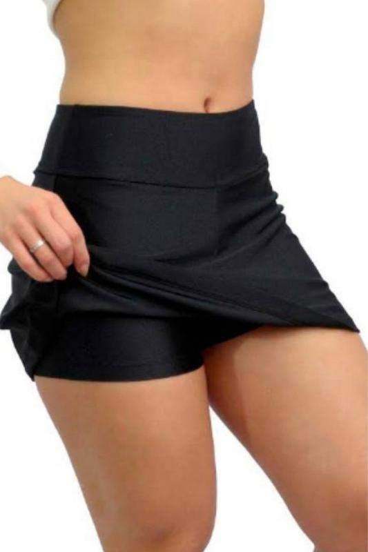 Shorts saia fitness roupa feminina academia suplex - R$ 59.98, cor Preto  (com cintura alta, de tecido) #102671, compre agora