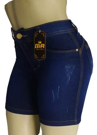 Bermuda jeans feminina meia coxa cintura alta