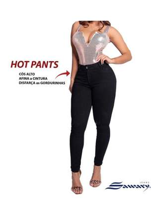Calça jeans feminina hot pants cós alto original sawary