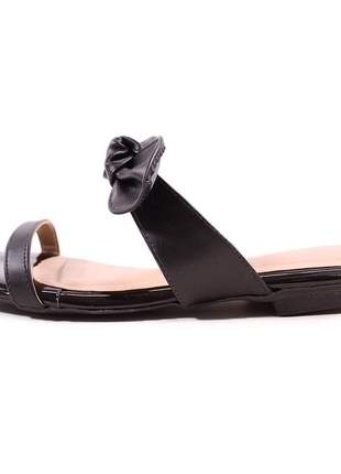 Sandalia rasteirinha feminina chinelo palmilha conforto preta