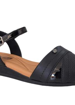 Sandália preto feminino modelo anabela comfortflex 1970404p