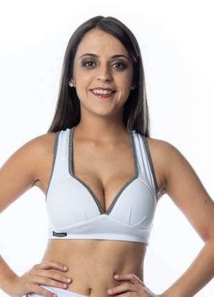 Top Fitness Branco Feminino Academia Poliamida