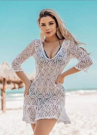 Saída de praia curta vestido de verão tendência moda praia