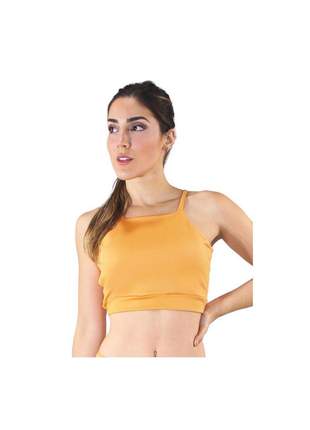 Cropped Top Fitness GR Esporte Alcinha Basic Amarelo Feminino