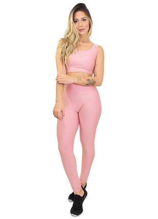 Cropped Basic e Calça Legging com Cadarço GR Esporte Rosa Feminino