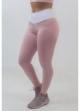 Calça Legging Fitness GR Esporte Rosê Branco Feminino