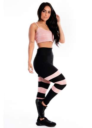 Cropped Alcinha Rosê e Calça Legging Fitness GR Esporte Feminino