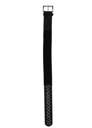 Cinto feminino metal couro elástico largo tendência ref394 (preto)