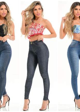 Kit 3 calças jeans feminina skinny com lycra hot pants (forma pequena )