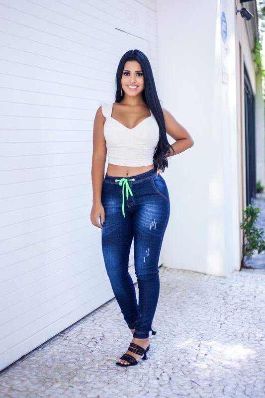 CALÇA JEANS MODELADORA FEMININA - COM ELASTICO NA CINTURA - Jeans