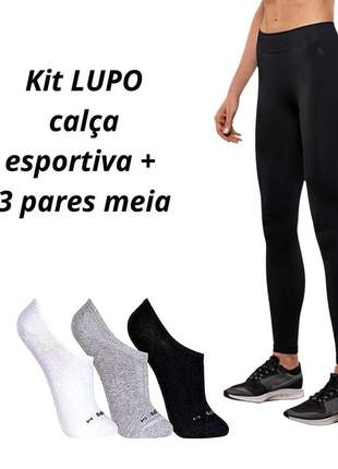 Calça legging feminina academia lupo up 71502 + kit 3 meias