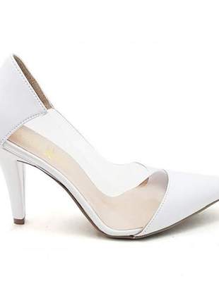 Sapato scarpin  branco transparente