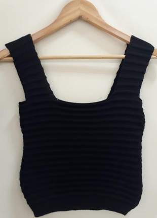 Cropped trico tricot modal alça moda verão blogueira