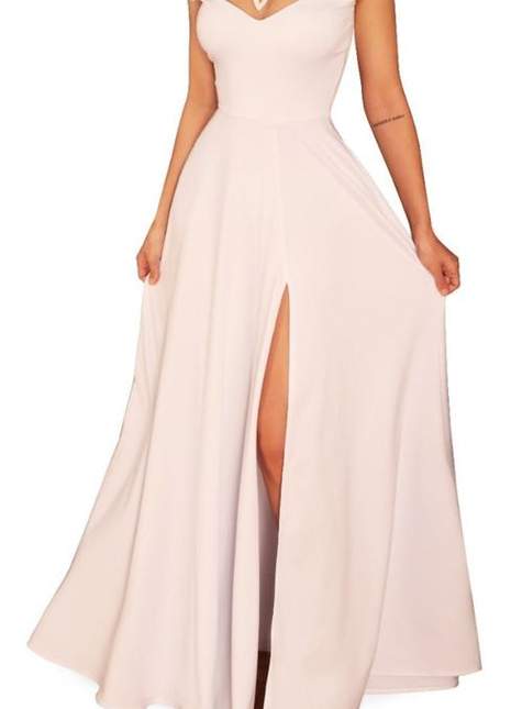 Vestido longo de festa, madrinha com fenda lateral 256 - R$ 270.00, Branco (longo para festa) #115564, compre agora | Shafa