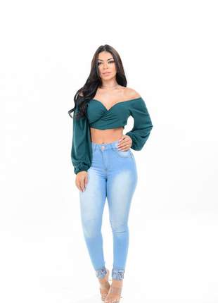 Calça jeans barra love amaciada skinny