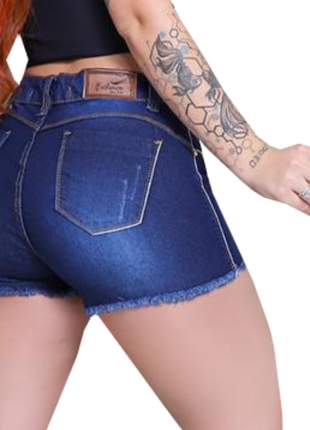 Shorts jeans feminino cintura alta lycra (até o umbigo)