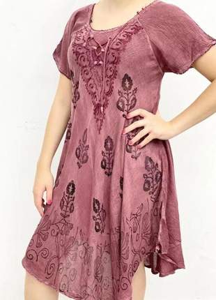 Vestido curto trapézio indiano batik plus size