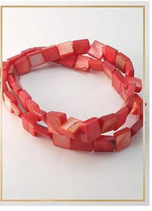 Pulseira bracelete confeccionada com madrepérolas em fio silicone alta resistência cereja
