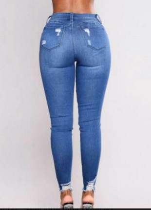 Calça feminina jeans cintura alta com lycra